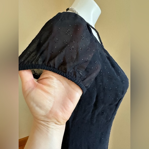 Tessuto Black Maxi Cap Sheer Sleeves Dress Slit 18 inc On Side Sz 6 Zip … - Picture 4 of 13